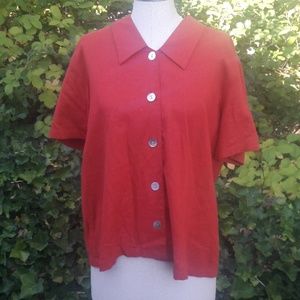 Coldwater creek red button up short sleeve medium